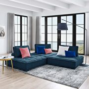 Tufted fabric upholstery modular design 3-piece sofa in azure finish main photo