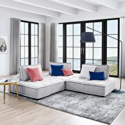 Saunter (Light Gray) Tufted fabric upholstery modular design 3-piece sofa in light gray finish