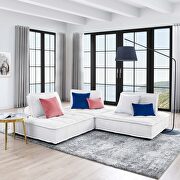 Tufted fabric upholstery modular design 3-piece sofa in white finish main photo