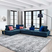 Tufted fabric upholstery modular design 4-piece sofa in azure finish main photo