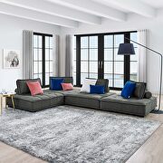 Tufted fabric upholstery modular design 4-piece sofa in gray finish main photo