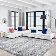 Tufted fabric upholstery modular design 4-piece sofa in white finish main photo