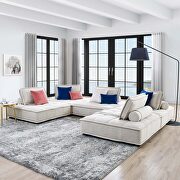 Tufted fabric upholstery modular design 5-piece sofa in beige finish main photo