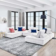 Tufted fabric upholstery modular design 5-piece sofa in white finish main photo
