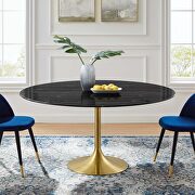 Artificial marble dining table in gold black main photo