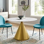 Tupelo 47 (Marble) R Artificial marble dining table in gold white