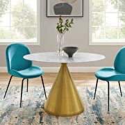 Tupelo 48 (Marble) O Oval artificial marble dining table in gold white