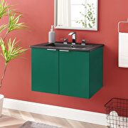 Wall-mount bathroom vanity in green black main photo