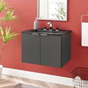 Wall-mount bathroom vanity in gray black main photo