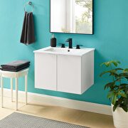 Wall-mount bathroom vanity in white main photo