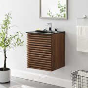 Wall-mount bathroom vanity in walnut black main photo