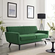 Engage II (Emerald) Channel tufted performance velvet loveseat in emerald