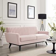 Engage II (Pink) Channel tufted performance velvet loveseat in pink