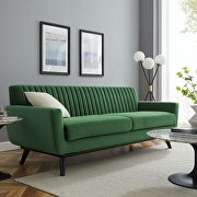 Engage II (Emerald) Channel tufted performance velvet sofa in emerald