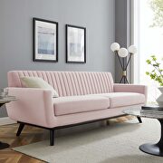 Channel tufted performance velvet sofa in pink
