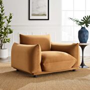 Performance velvet armchair in cognac main photo