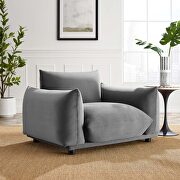 Performance velvet armchair in gray main photo