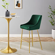 Discern (Green) Green finish performance velvet upholstery bar stool