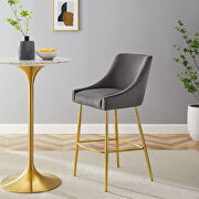 Discern (Gray) Gray finish performance velvet upholstery bar stool
