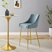 Discern (Light Blue) Light blue finish performance velvet upholstery bar stool