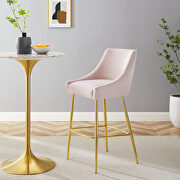 Discern (Pink) Pink finish performance velvet upholstery bar stool