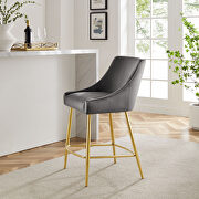 Gray finish performance velvet upholstery counter stool main photo