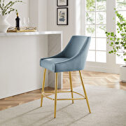 Light blue finish performance velvet upholstery counter stool main photo