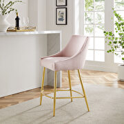Pink finish performance velvet upholstery counter stool main photo