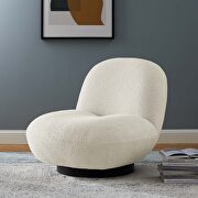 Ivory finish upholstered fabric swivel chair