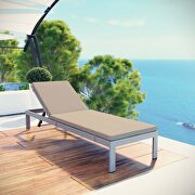 Outdoor patio aluminum chaise with cushions in silver/ beige main photo