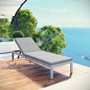 Outdoor patio aluminum chaise with cushions in silver/ gray main photo
