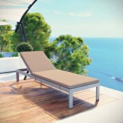 Outdoor patio aluminum chaise with cushions in silver/ mocha main photo