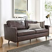 Brown finish genuine leather upholstery sofa