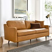 Tan finish genuine leather upholstery sofa