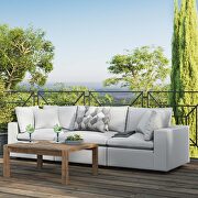 White finish overstuffed outdoor patio sofa main photo