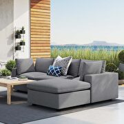 Gray finish 4-piece sunbrella outdoor patio sectional sofa