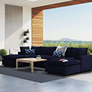 Navy finish 6-piece sunbrella® outdoor patio sectional modular sofa main photo