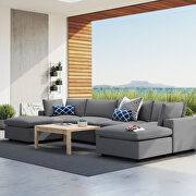 Gray finish 6-piece sunbrella® outdoor patio sectional modular sofa main photo
