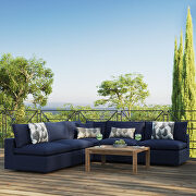 5-piece outdoor patio sectional modular sofa in navy main photo
