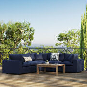 5-piece outdoor patio modular sectional sofa in navy main photo