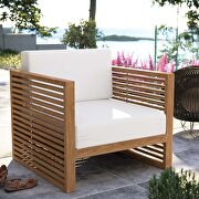 Carlsbad C (White) Teak wood outdoor patio armchair in natural/ white