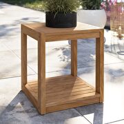 Carlsbad ST Teak wood outdoor patio side table in natural finish