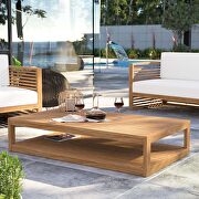 Carlsbad T Teak wood outdoor patio coffee table in natural finish