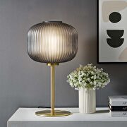 Reprise T (Black) Black/ satin brass glass sphere glass and metal table lamp