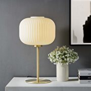 Reprise T (White) White/ satin brass glass sphere glass and metal table lamp