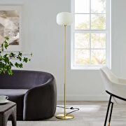 Reprise (White) White/ satin brass glass sphere glass and metal floor lamp