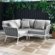 White/ gray finish outdoor patio aluminum small sectional sofa main photo