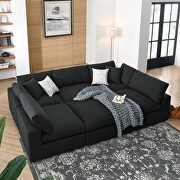 Down filled overstuffed 6-piece sectional sofa in black main photo