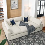 Down filled overstuffed 6-piece sectional sofa in light beige main photo