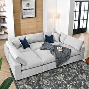Down filled overstuffed 6-piece sectional sofa in light gray main photo